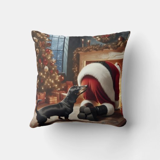 Dachshund and Santa  クッション (裏面)