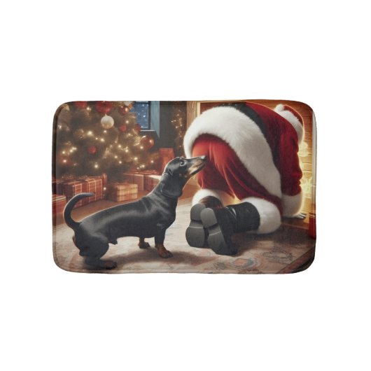 Dachshund and Santa  バスマット (正面)