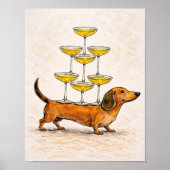 Dachshund art | funny dog illustration ポスター (正面)