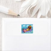 Dachshund Beach Bum ラベル (インサイチュ)