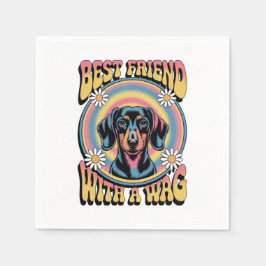 Dachshund Best Friend With A Wag スタンダードカクテルナプキン