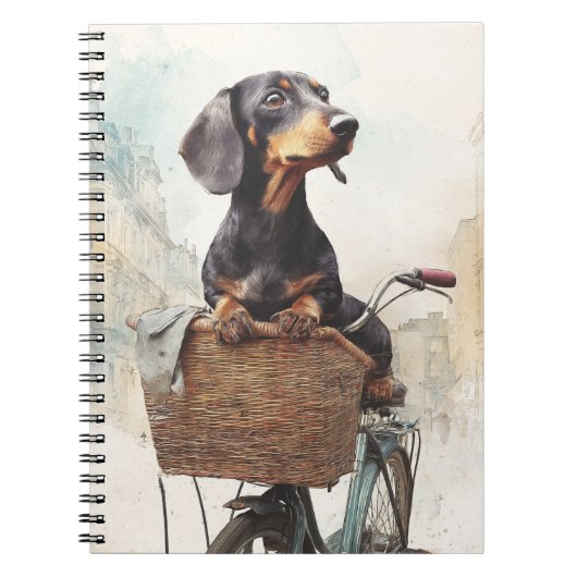 Dachshund Bicycle Basket Notebook ノートブック (正面)