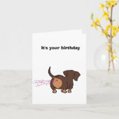 Dachshund Birthday カード (黄色い花)
