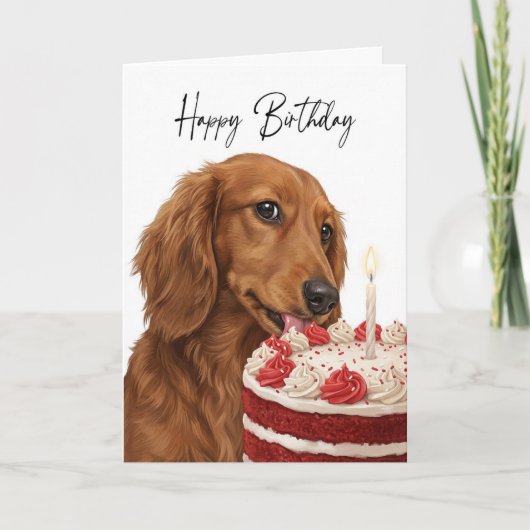 Dachshund Birthday Cake Inspector カード (正面)