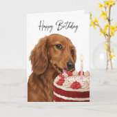 Dachshund Birthday Cake Inspector カード (黄色い花)