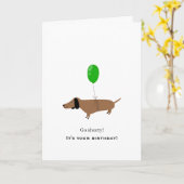 Dachshund Birthday Humor Charming Cute Playful Fun カード (黄色い花)