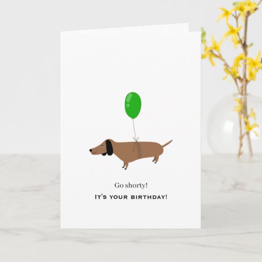 Dachshund Birthday Humor Charming Cute Playful Fun カード (黄色い花)