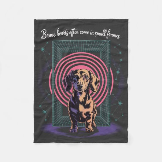 Dachshund Brave Hearts Often Come In Small Frames フリースブランケット (正面)