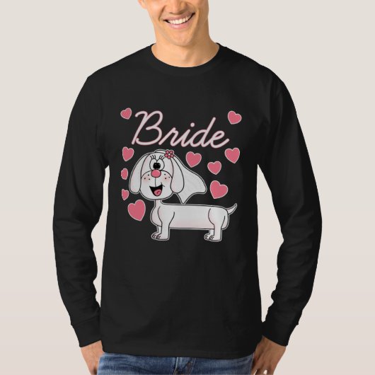 Dachshund Bride Wedding Dog  Bridal Shower Tシャツ (正面)