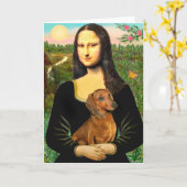 Dachshund (brown1) -モナリザ カード (黄色い花)