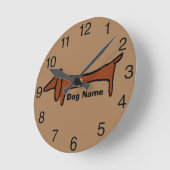 Dachshund, Brown Clock，編集名 ラウンド壁時計 (傾斜)