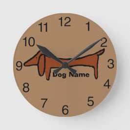 Dachshund, Brown Clock，編集名 ラウンド壁時計