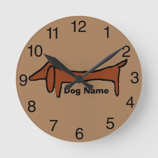 Dachshund, Brown Clock，編集名 ラウンド壁時計 (正面)