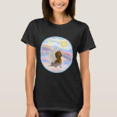 Dachshund Brown In Heavens Clouds Tシャツ (正面)