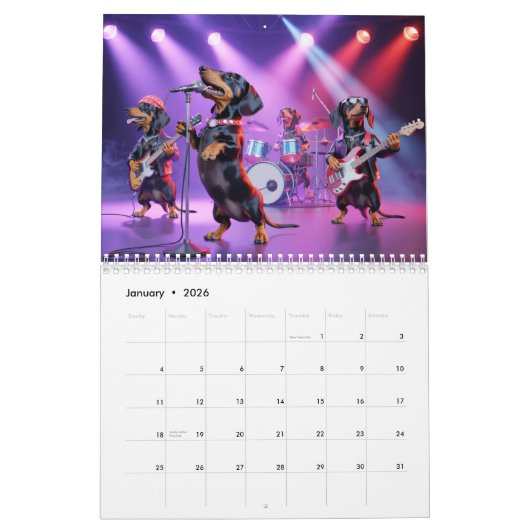 Dachshund Calendar カレンダー (1月 2026)