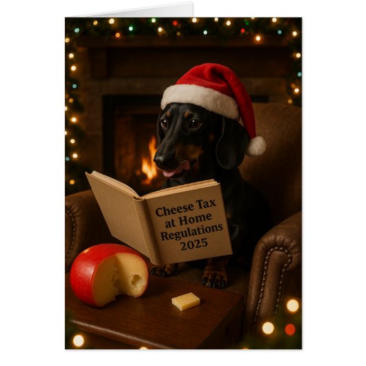 Dachshund 'Cheese Tax' Christmas card (正面)