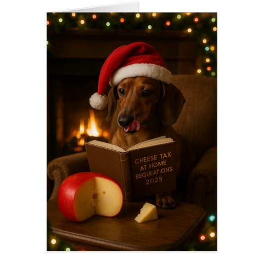 Dachshund 'Cheese Tax' Christmas card (正面)