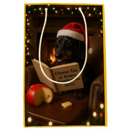 Dachshund 'Cheese Tax' Christmas gift bag  ミディアムペーパーバッグ