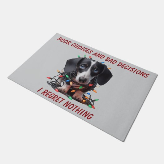Dachshund Christmas  ドアマット (アングル)