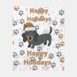 Dachshund christmas フリースブランケット