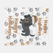 Dachshund christmas フリースブランケット (正面(横))