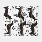 Dachshund christmas フリースブランケット (正面(横))