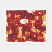 Dachshund christmas フリースブランケット (正面(横))