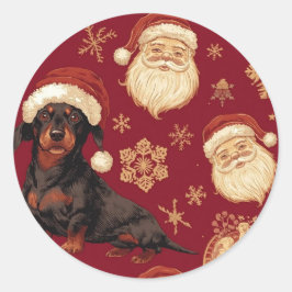 Dachshund christmas ラウンドシール