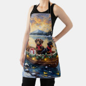 Dachshund Christmas Boat Holiday エプロン (インサイチュ)