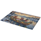 Dachshund Christmas Boat Holiday カッティングボード (角)