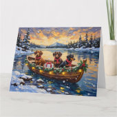 Dachshund Christmas Boat Holiday カード (正面)