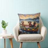 Dachshund Christmas Boat Holiday クッション (椅子)