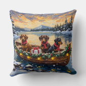 Dachshund Christmas Boat Holiday クッション (裏面)