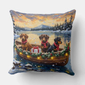 Dachshund Christmas Boat Holiday クッション (正面)
