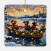 Dachshund Christmas Boat Holiday セラミックオーナメント (裏面)