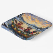 Dachshund Christmas Boat Holiday ペーパープレート (傾斜あり)