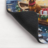 Dachshund Christmas Boat Holiday マウスパッド (コーナー)