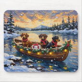Dachshund Christmas Boat Holiday マウスパッド (正面)