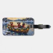 Dachshund Christmas Boat Holiday ラゲッジタグ (裏面横)