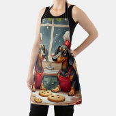 Dachshund Christmas Cookie Bakers Holiday Painting エプロン (インサイチュ)