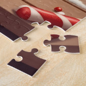 Dachshund Christmas Cookie Bakers Holiday Painting ジグソーパズル (側面)