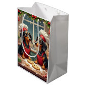 Dachshund Christmas Cookie Bakers Holiday Painting ミディアムペーパーバッグ (裏面アングル)