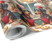 Dachshund Christmas Cookie Bakers Holiday Painting ラッピングペーパー (ロールコーナー)