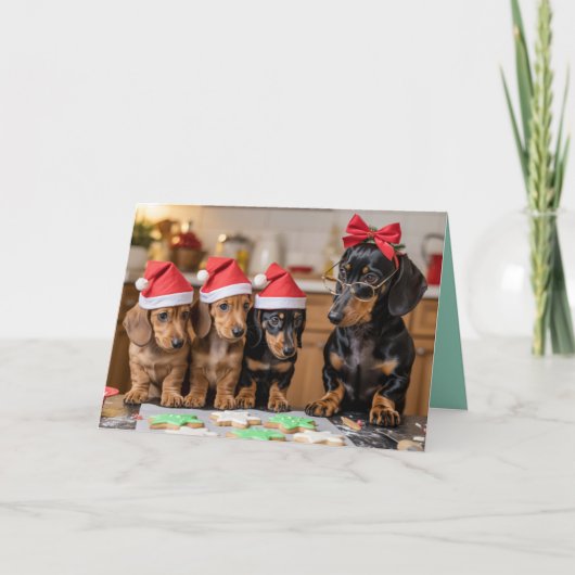 Dachshund Christmas Cookies Card カード (正面)