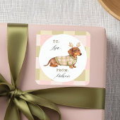 Dachshund Christmas Dog Checkered Knitted Sweater スクエアシール