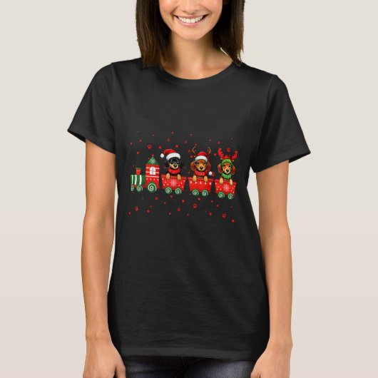 Dachshund Christmas Dog Lights Santa Xmas Pet Dog  Tシャツ (正面)