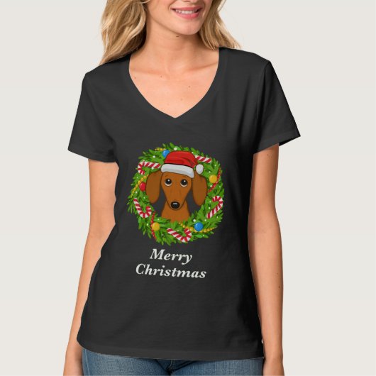 Dachshund Christmas  For Dog  Men Women Kids Tシャツ (正面)