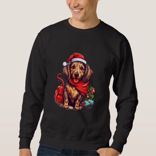 Dachshund Christmas Fun Festive Holiday Dog Design スウェットシャツ (正面)