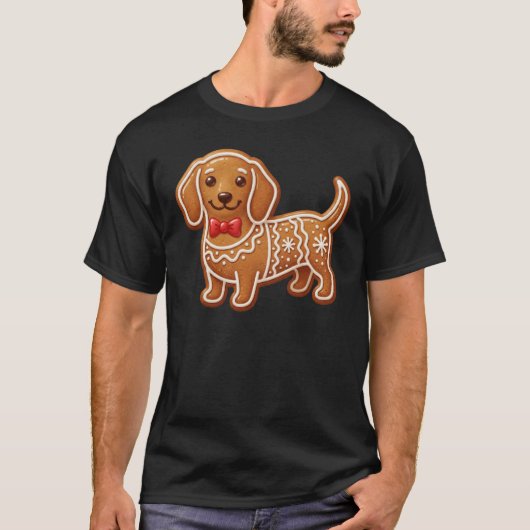 Dachshund Christmas Gingerbread holiday winter sea Tシャツ (正面)