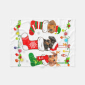 Dachshund Christmas Lights Gift Funny Xmas Dog Lov フリースブランケット (正面(横))